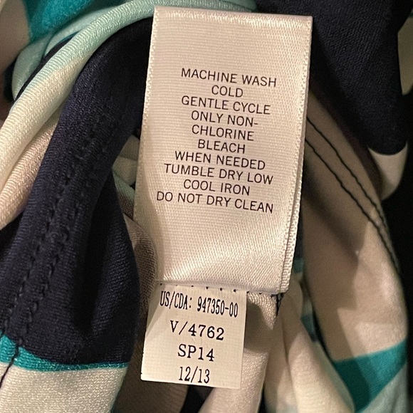 NWT Banana Republic Blue Gray White Black Mod Geometric Wrap Stretchy Midi Dress - Picture 6 of 7